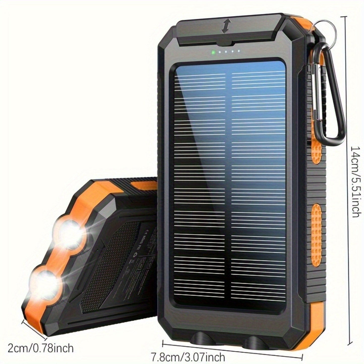🔋 "20,000mAh Portable Solar Power Bank – Dual USB, iPhone & Android Compatible"